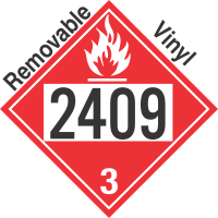 Flammable Class 3 UN2409 Removable Vinyl DOT Placard