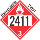 Flammable Class 3 UN2411 Removable Vinyl DOT Placard