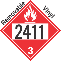 Flammable Class 3 UN2411 Removable Vinyl DOT Placard