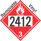 Flammable Class 3 UN2412 Removable Vinyl DOT Placard