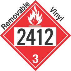 Flammable Class 3 UN2412 Removable Vinyl DOT Placard