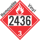 Flammable Class 3 UN2436 Removable Vinyl DOT Placard