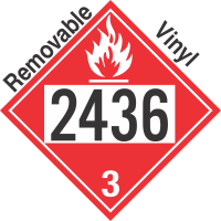 Flammable Class 3 UN2436 Removable Vinyl DOT Placard