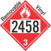 Flammable Class 3 UN2458 Removable Vinyl DOT Placard