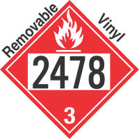 Flammable Class 3 UN2478 Removable Vinyl DOT Placard