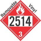 Flammable Class 3 UN2514 Removable Vinyl DOT Placard