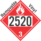 Flammable Class 3 UN2520 Removable Vinyl DOT Placard