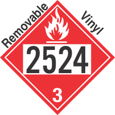 Flammable Class 3 UN2524 Removable Vinyl DOT Placard