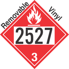Flammable Class 3 UN2527 Removable Vinyl DOT Placard