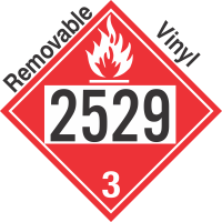 Flammable Class 3 UN2529 Removable Vinyl DOT Placard