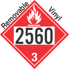 Flammable Class 3 UN2560 Removable Vinyl DOT Placard