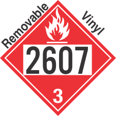 Flammable Class 3 UN2607 Removable Vinyl DOT Placard