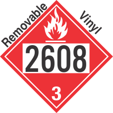 Flammable Class 3 UN2608 Removable Vinyl DOT Placard