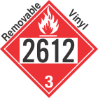 Flammable Class 3 UN2612 Removable Vinyl DOT Placard