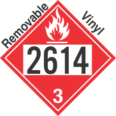 Flammable Class 3 UN2614 Removable Vinyl DOT Placard