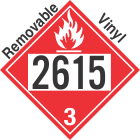 Flammable Class 3 UN2615 Removable Vinyl DOT Placard