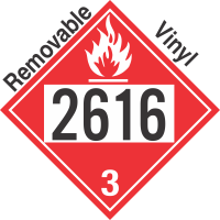 Flammable Class 3 UN2616 Removable Vinyl DOT Placard