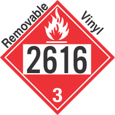 Flammable Class 3 UN2616 Removable Vinyl DOT Placard