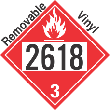 Flammable Class 3 UN2618 Removable Vinyl DOT Placard