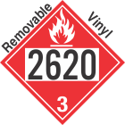 Flammable Class 3 UN2620 Removable Vinyl DOT Placard