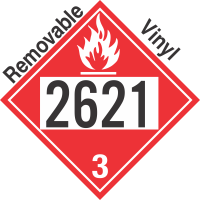 Flammable Class 3 UN2621 Removable Vinyl DOT Placard