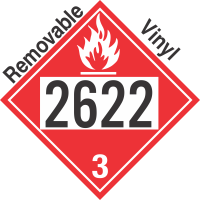 Flammable Class 3 UN2622 Removable Vinyl DOT Placard