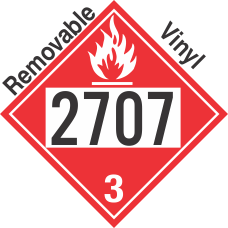 Flammable Class 3 UN2707 Removable Vinyl DOT Placard