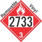 Flammable Class 3 UN2733 Removable Vinyl DOT Placard
