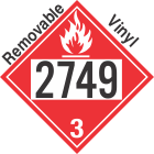 Flammable Class 3 UN2749 Removable Vinyl DOT Placard