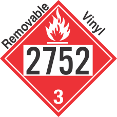 Flammable Class 3 UN2752 Removable Vinyl DOT Placard