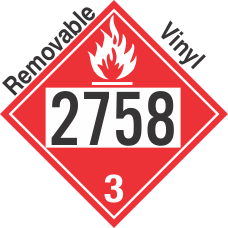 Flammable Class 3 UN2758 Removable Vinyl DOT Placard