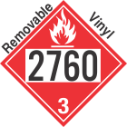 Flammable Class 3 UN2760 Removable Vinyl DOT Placard