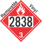 Flammable Class 3 UN2838 Removable Vinyl DOT Placard
