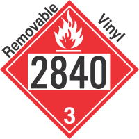 Flammable Class 3 UN2840 Removable Vinyl DOT Placard