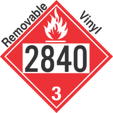 Flammable Class 3 UN2840 Removable Vinyl DOT Placard