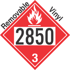 Flammable Class 3 UN2850 Removable Vinyl DOT Placard