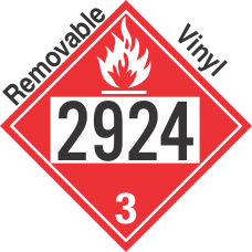 Flammable Class 3 UN2924 Removable Vinyl DOT Placard