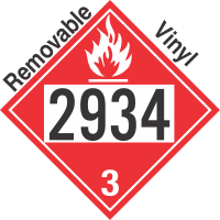 Flammable Class 3 UN2934 Removable Vinyl DOT Placard