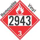 Flammable Class 3 UN2943 Removable Vinyl DOT Placard