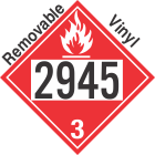Flammable Class 3 UN2945 Removable Vinyl DOT Placard