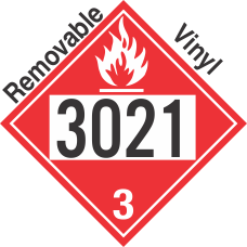 Flammable Class 3 UN3021 Removable Vinyl DOT Placard