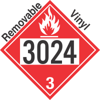 Flammable Class 3 UN3024 Removable Vinyl DOT Placard