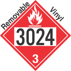 Flammable Class 3 UN3024 Removable Vinyl DOT Placard