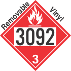 Flammable Class 3 UN3092 Removable Vinyl DOT Placard
