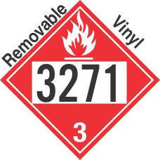 Flammable Class 3 UN3271 Removable Vinyl DOT Placard
