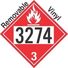 Flammable Class 3 UN3274 Removable Vinyl DOT Placard