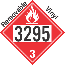 Flammable Class 3 UN3295 Removable Vinyl DOT Placard