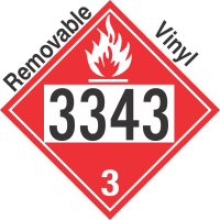 Flammable Class 3 UN3343 Removable Vinyl DOT Placard