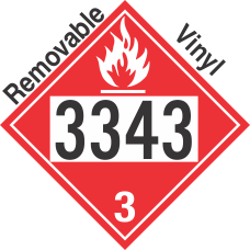 Flammable Class 3 UN3343 Removable Vinyl DOT Placard