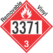 Flammable Class 3 UN3371 Removable Vinyl DOT Placard